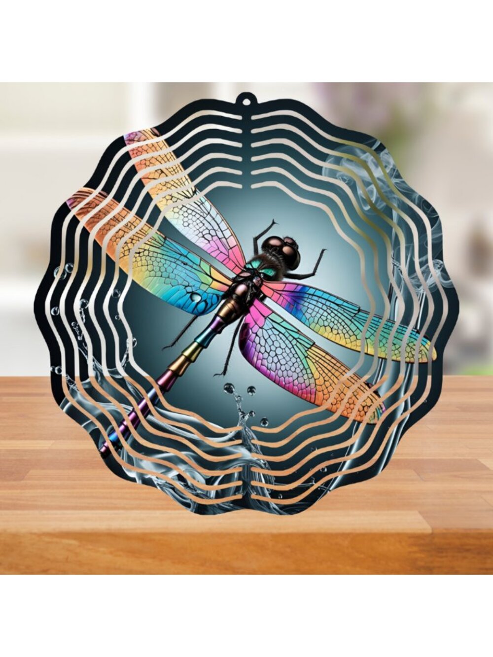 Dragonfly Wind Spinner 10” Rainbow Metal Garden Yard Spinner Outdoor Decor